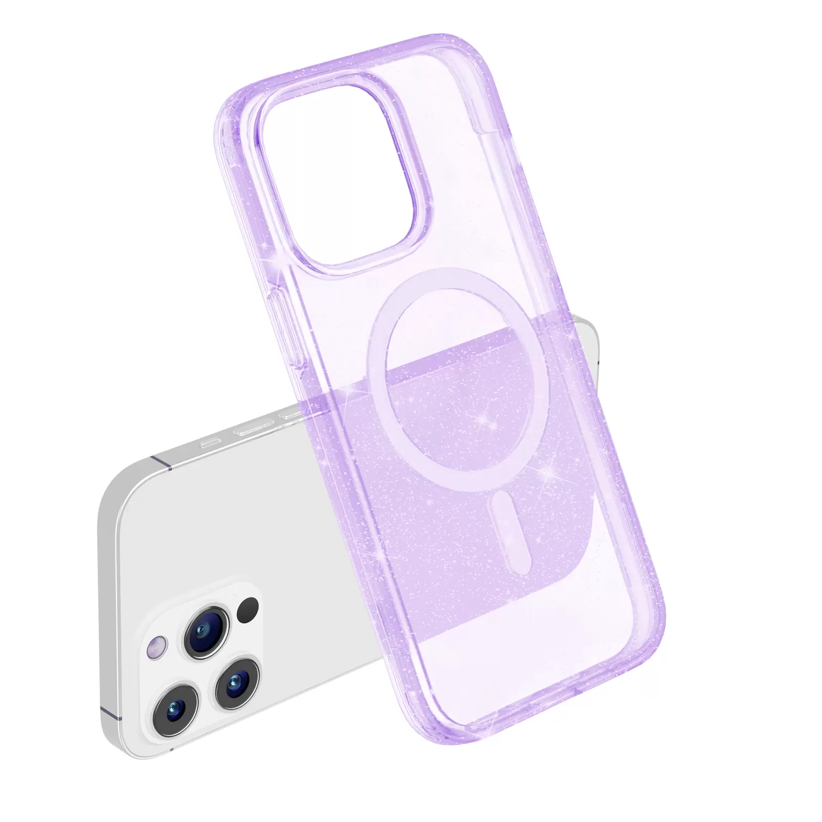 iPhone 16 Pro Fleck Glitter Case MagSafe Clear Purple